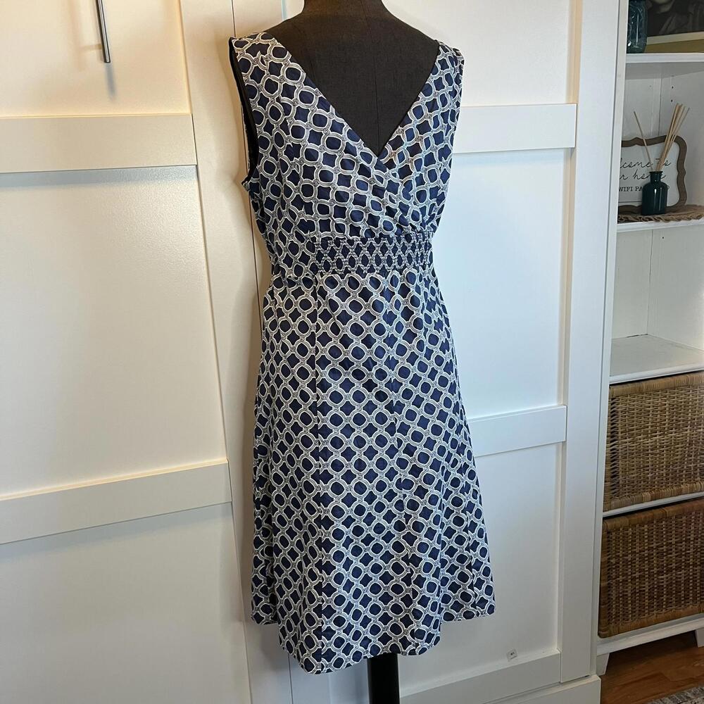 Lands End Navy Blue / White Patterned Dress - Picture 6 of 7